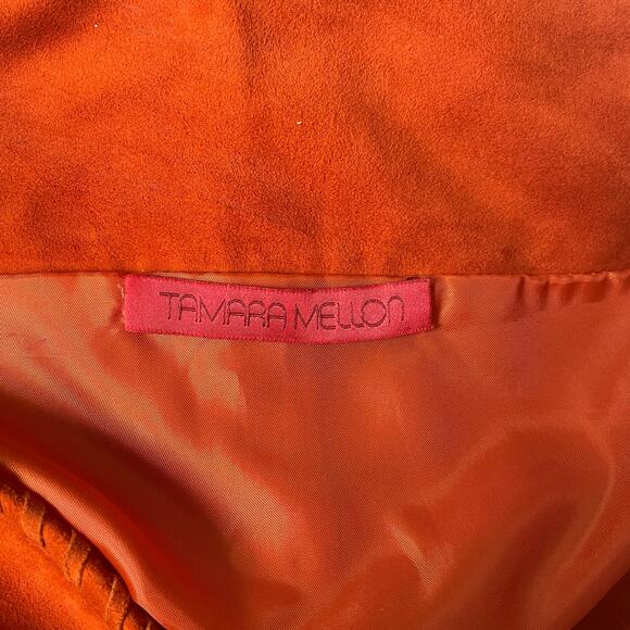 Tamara Mellon Fringed Boho Suede Skirt Burnt Orange 6 $895 - Picture 5 of 16